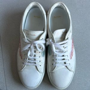 Men’s white size 11 Paul Smith sneakers with feather embroidery